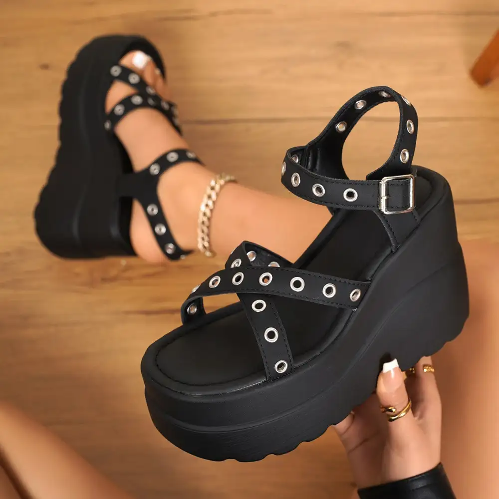 Crisscross Platform Wedge Sandals