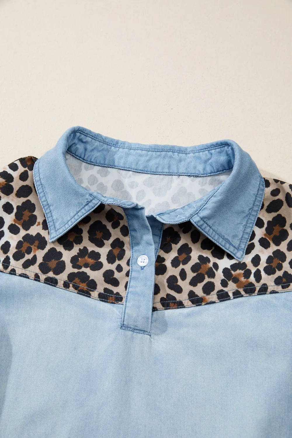 Blue Leopard Patchwork Shirt Dress