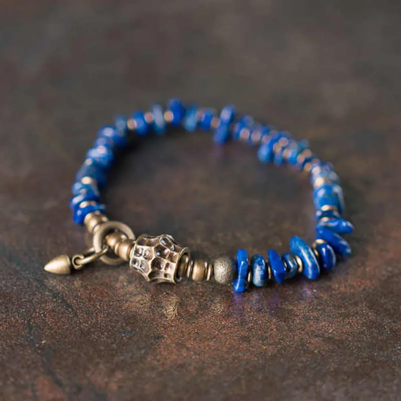 Vintage Irregular Shape Design Lazurite Lapis Lazuli Bracelet