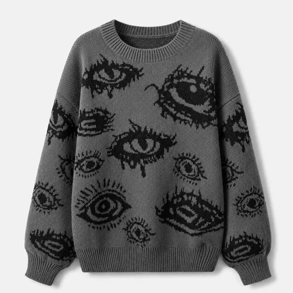 ’s Abstract Eye Knit Sweate