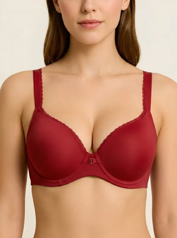 Women's Underwire Seamless Lace-Trim Scalloped-Edge Bra