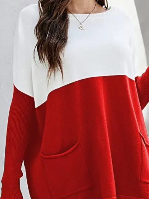 Pocket Detail Two Tone Sweater
