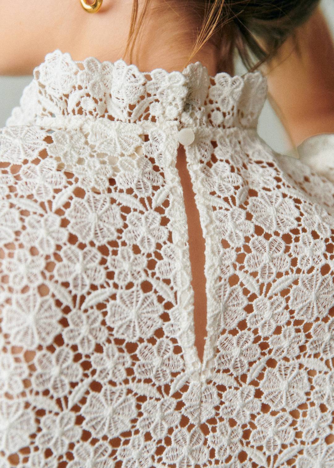 Hollow Lace Short-Sleeved Shirt