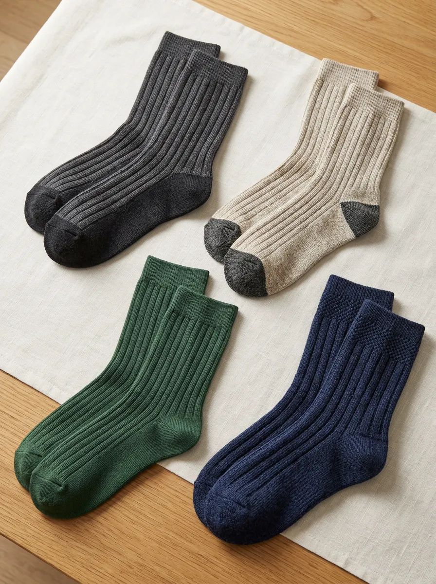 Men's Casual Multi-Color Ribbed Knit 4-Pack Crew Socks