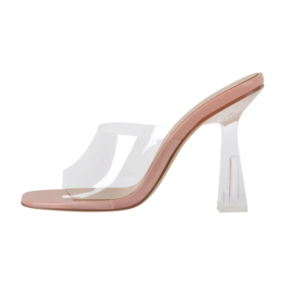 Clear Heel Slip On Mule Sandals