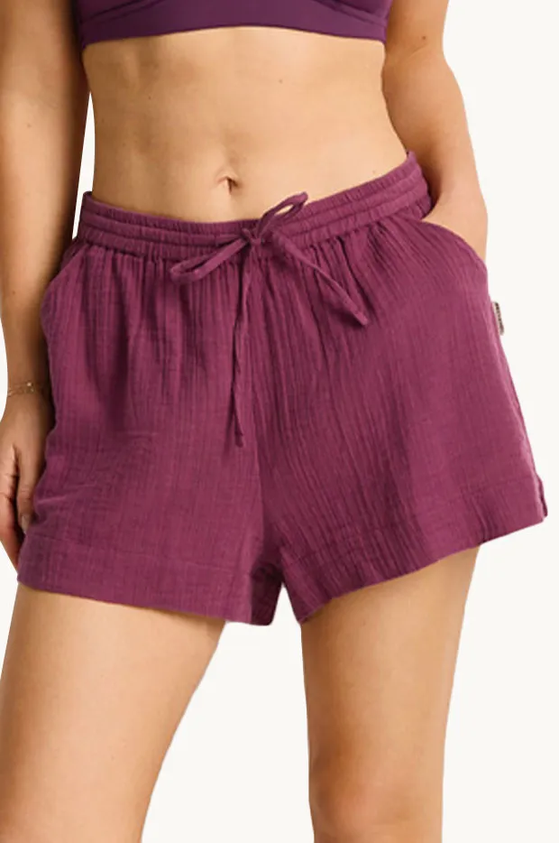 High Waist Drawstring Beach Shorts
