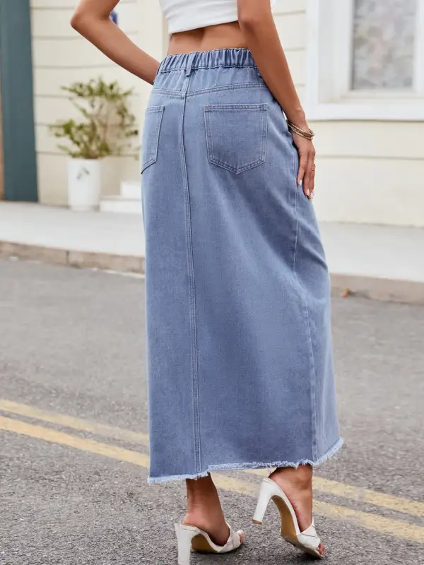Soft Denim Slit Skirt