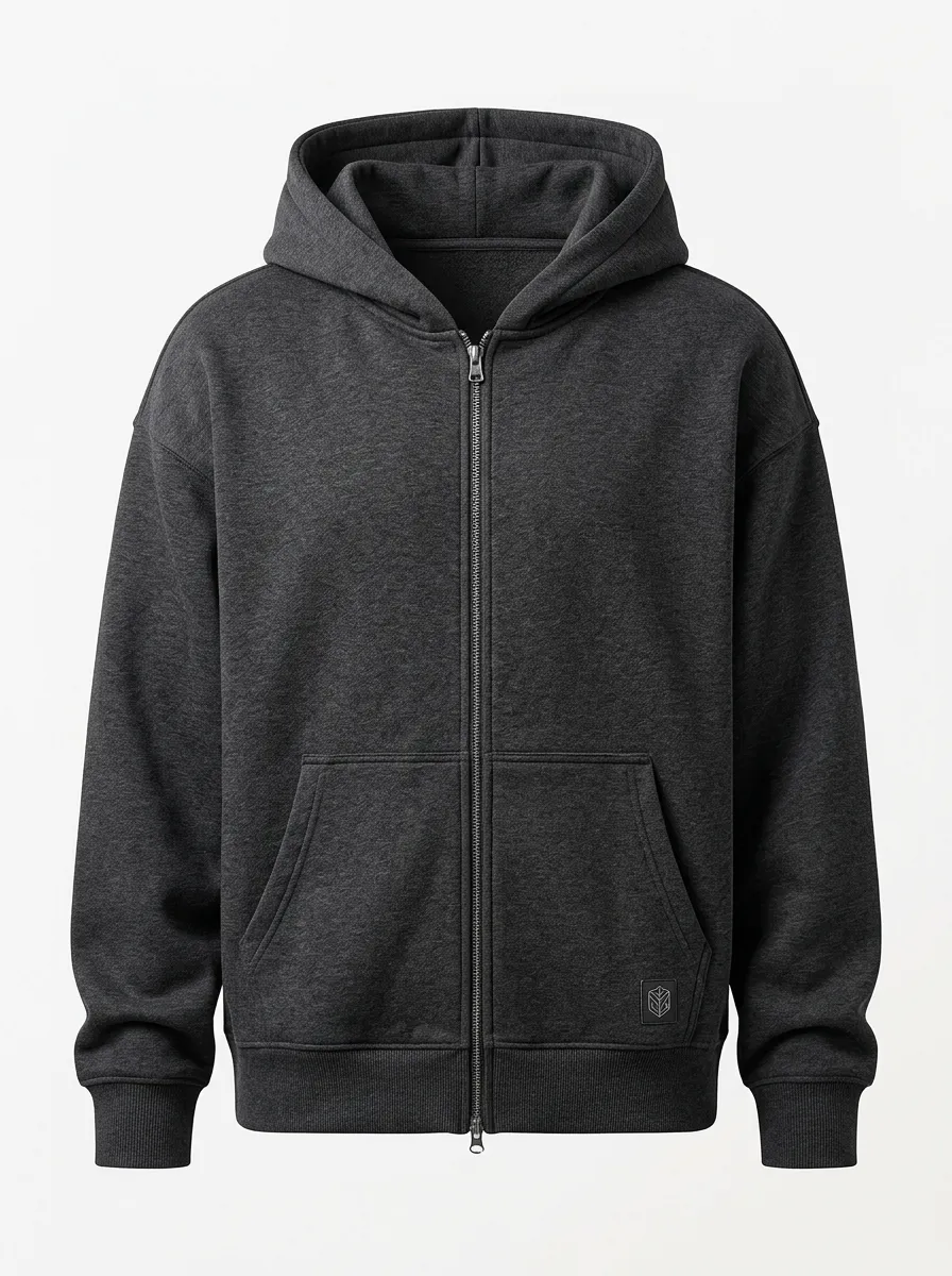 Modern Zip-Up Minimalist Solid Casual Look Men's Hoodie