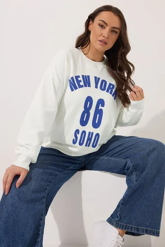 White 'New York' Slogan Sweatshirt