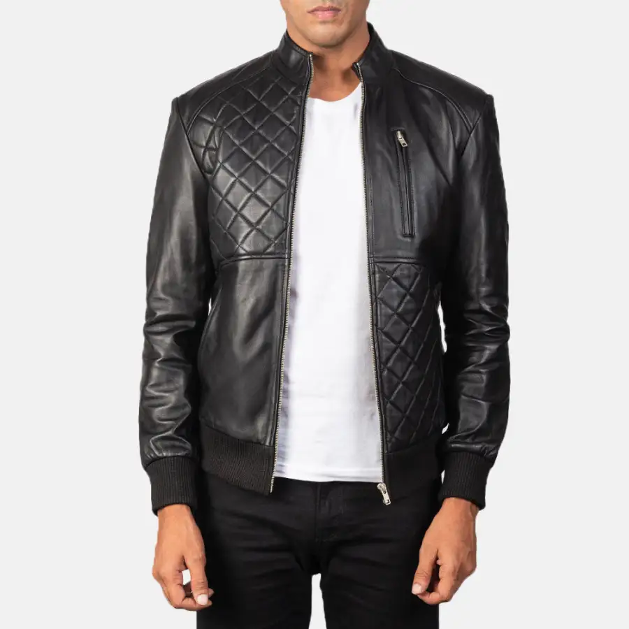 Men's Classic Workwear Bomber Leather Jacket