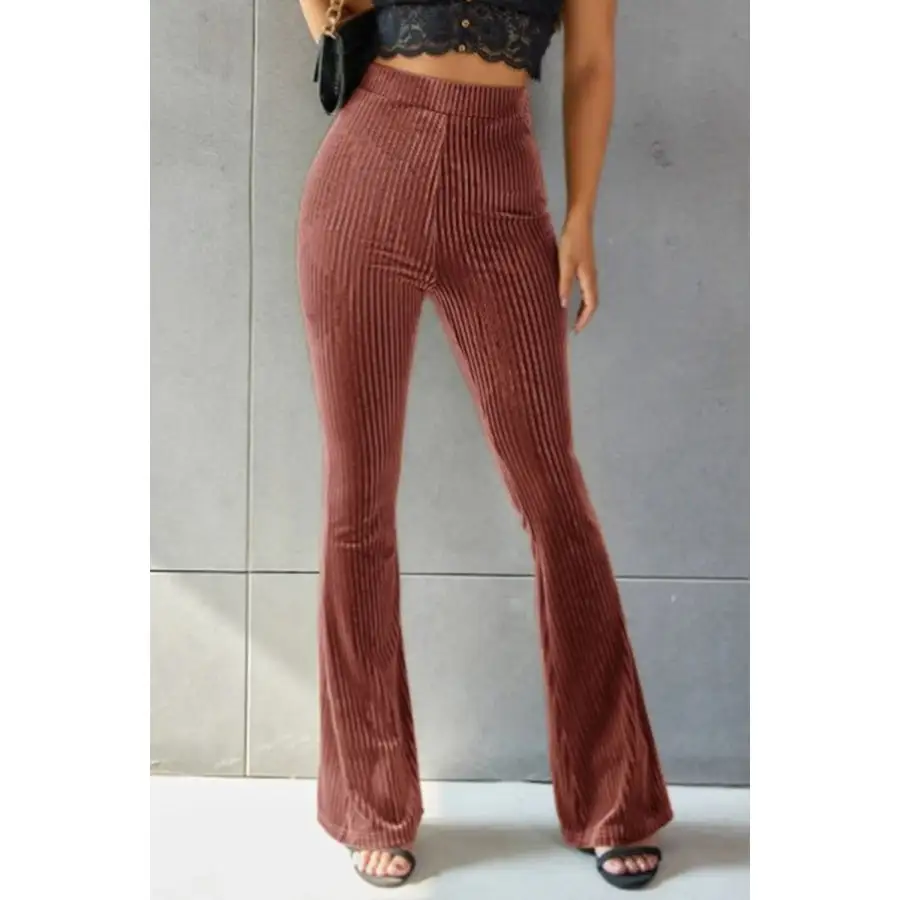 Ribbed High Waist Flare Pants