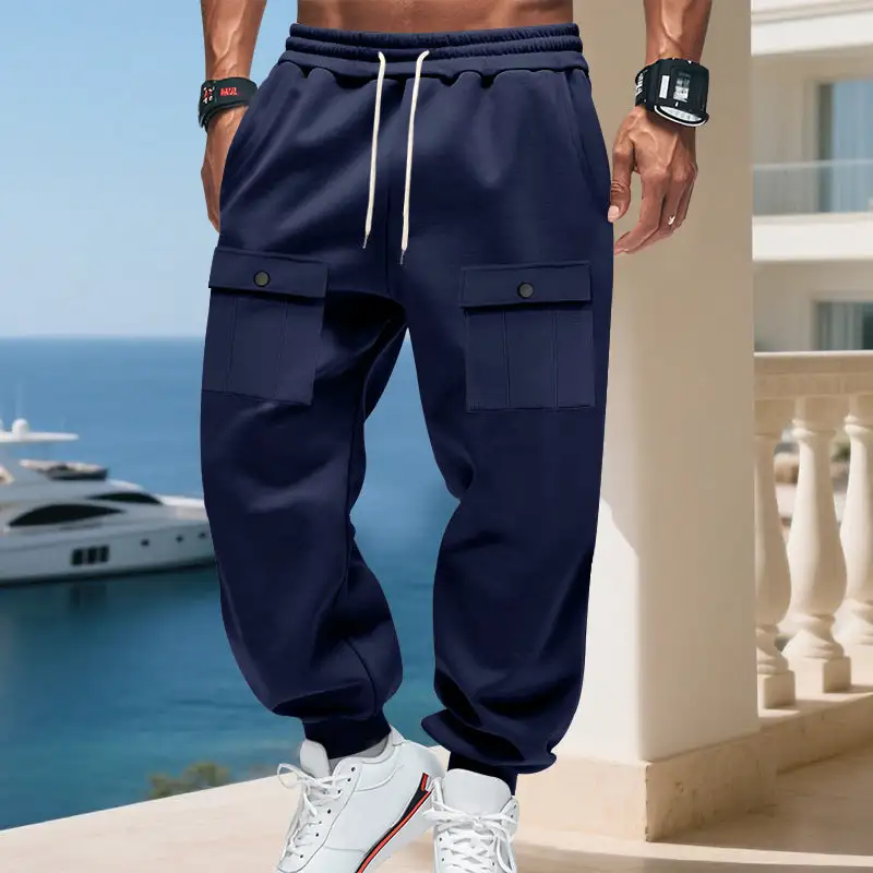 Men's Cargo Joggers Pockets Waistband Cargo Pants