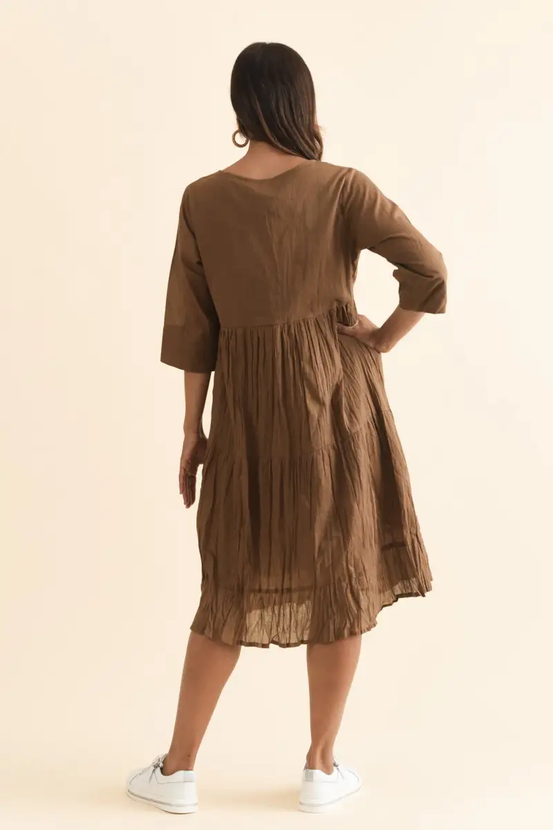 Crinkle Cotton Tiered Relaxed Dress