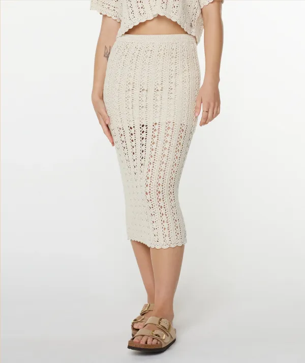 White Woven Lace-Up Slimming Half Skirt