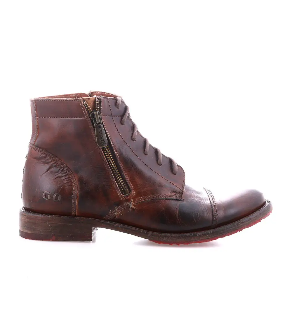 Cap-Toe Contrast-Stitched Combat Boots