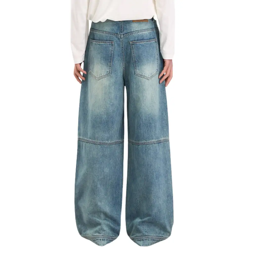 Baggy Pocket Washed Denim Jeans