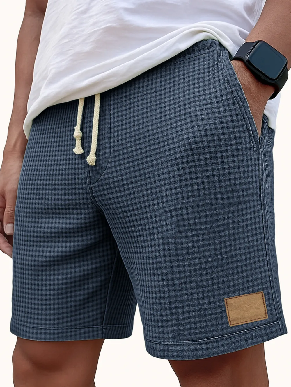 Textured Knit Seamed Detail Relaxed Shorts