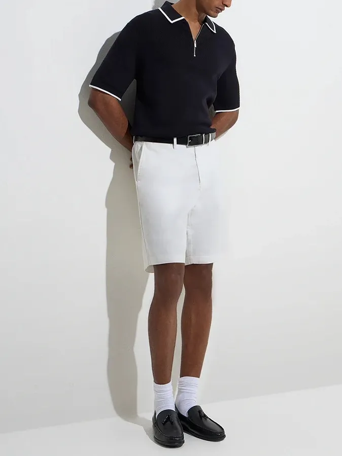 Knitted Loose Cotton-Blend Polo T-Shirt