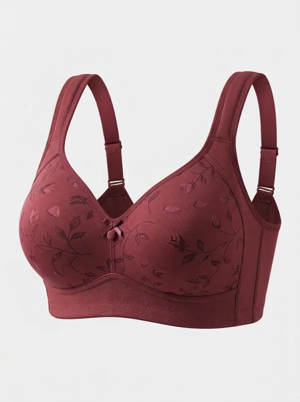Women's Plus Size Dusty Rose Rose Floral Full-Coverage Textured Wireless Bra
