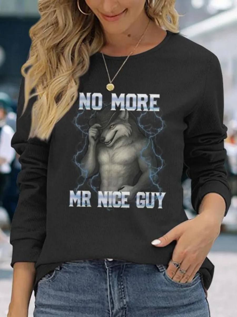 Wolf Printed Round Neck T-Shirt