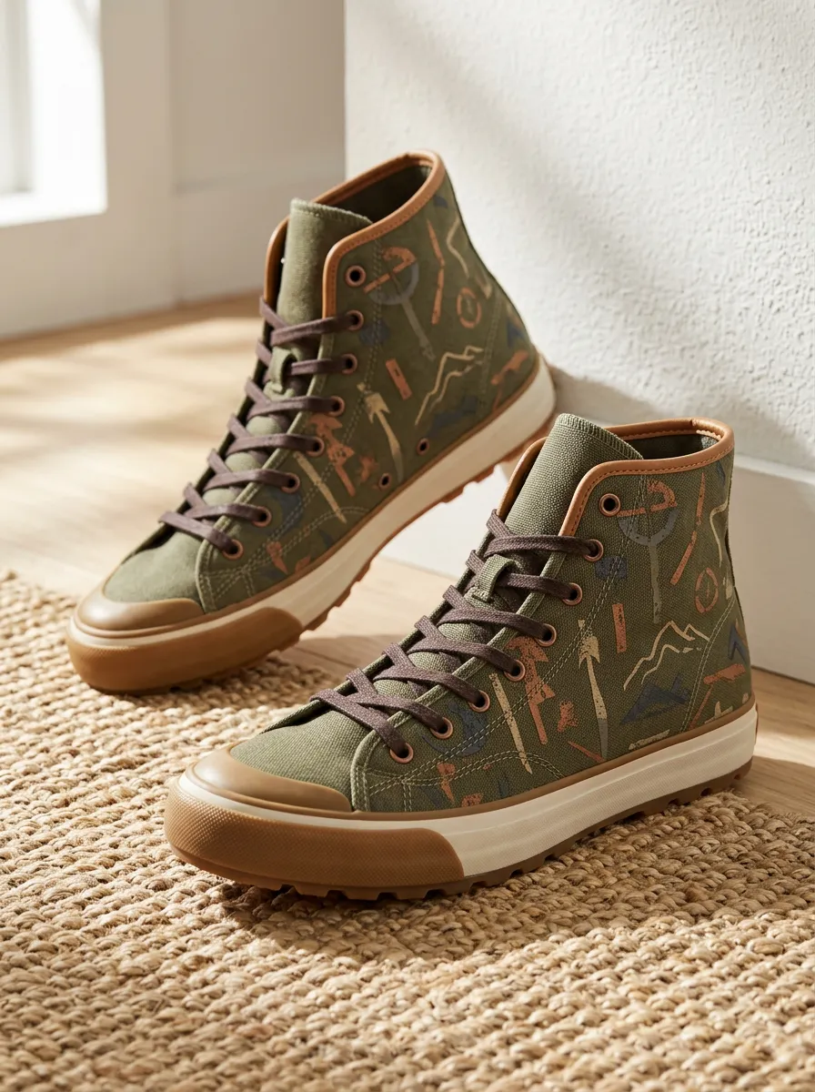Men's Outdoor Adventure Mountain Camping Printed Canvas Shoes