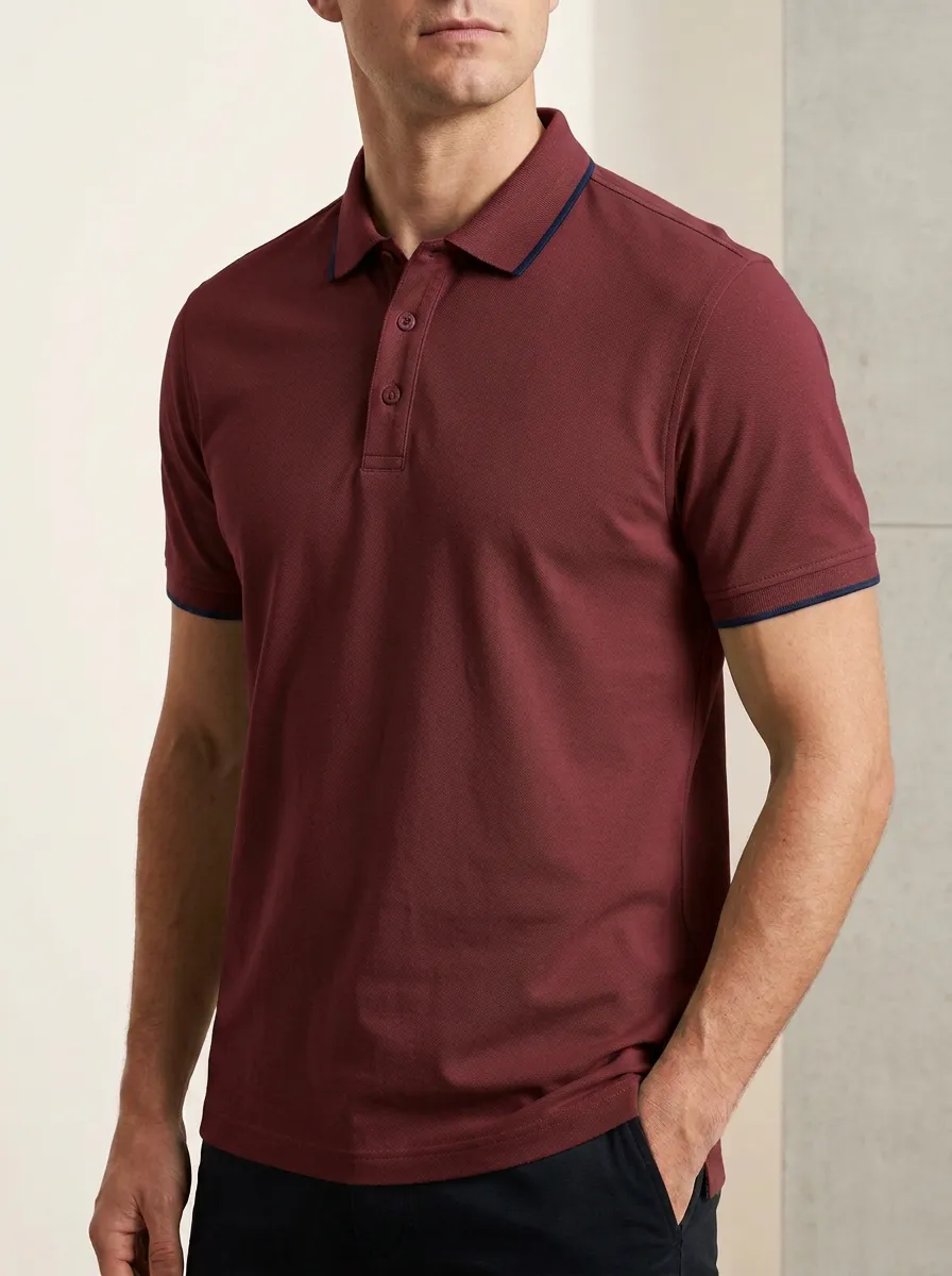 Men's Relaxed Contrast-Trim Polo Shirt