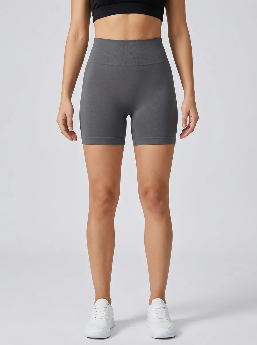 Women's Ribbed-Hem Seamless High-Rise Biker Shorts