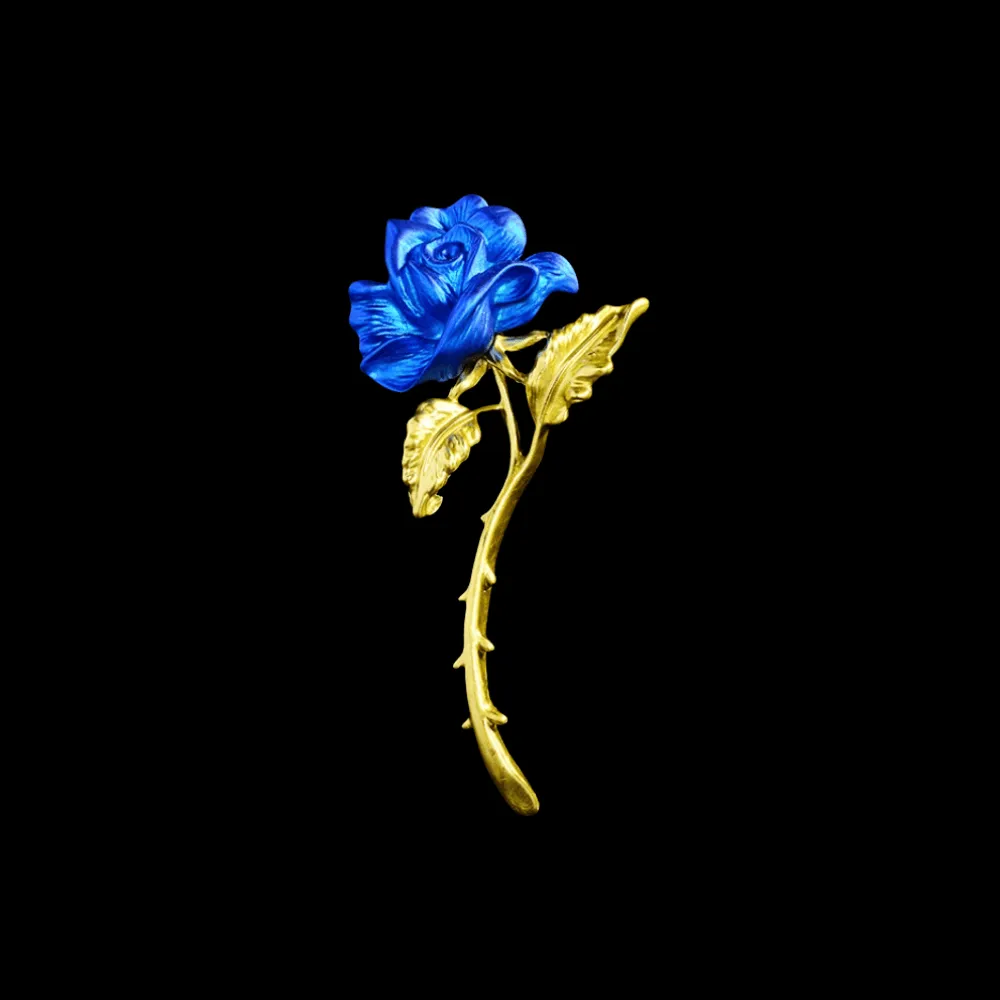 Enamel Rose Crystal Brooch
