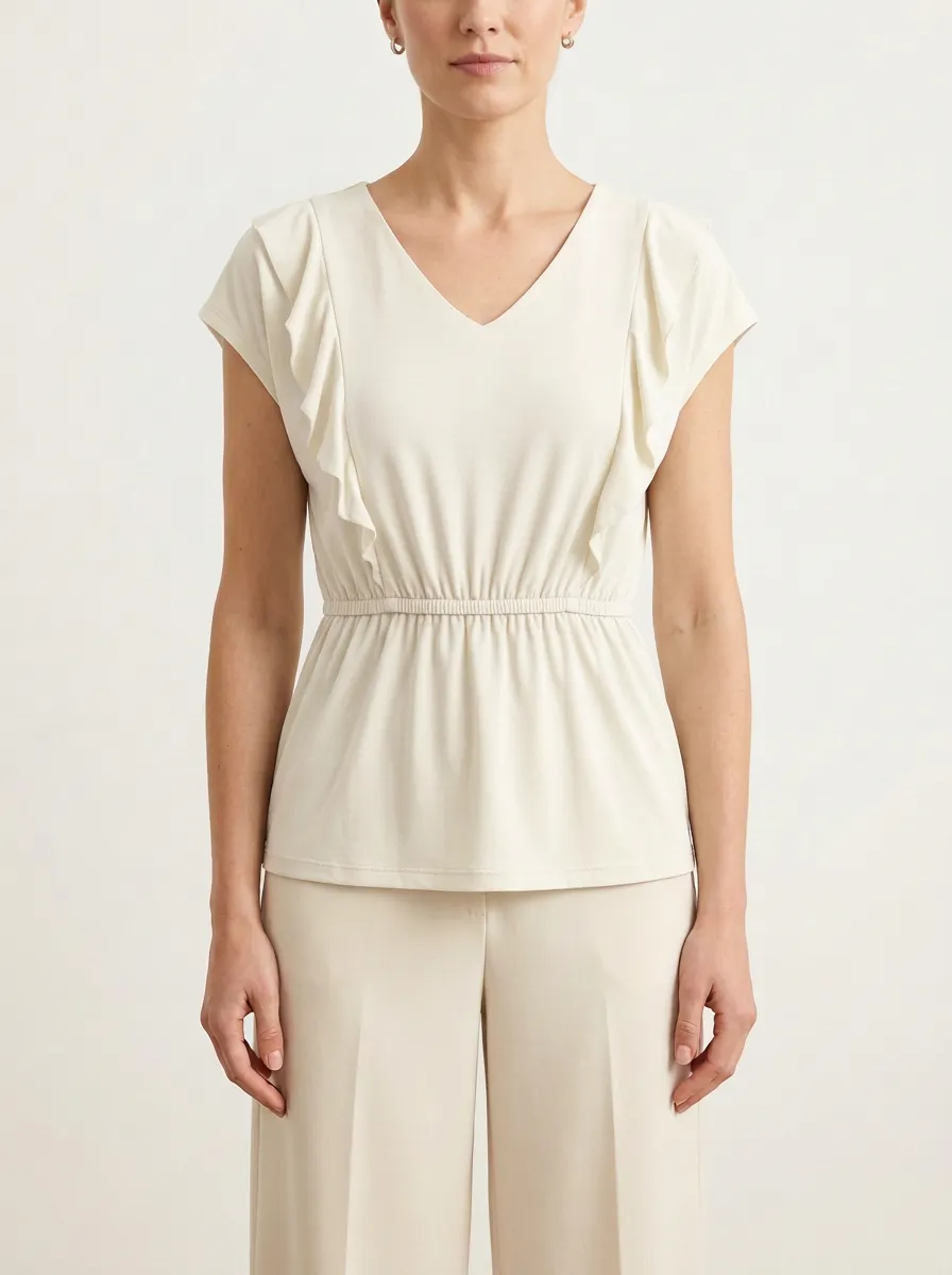 Peplum Ruffle-Sleeve Peplum Top