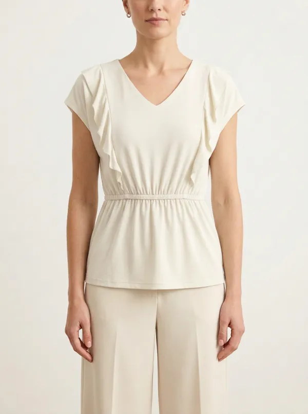 Peplum Ruffle-Sleeve Peplum Top
