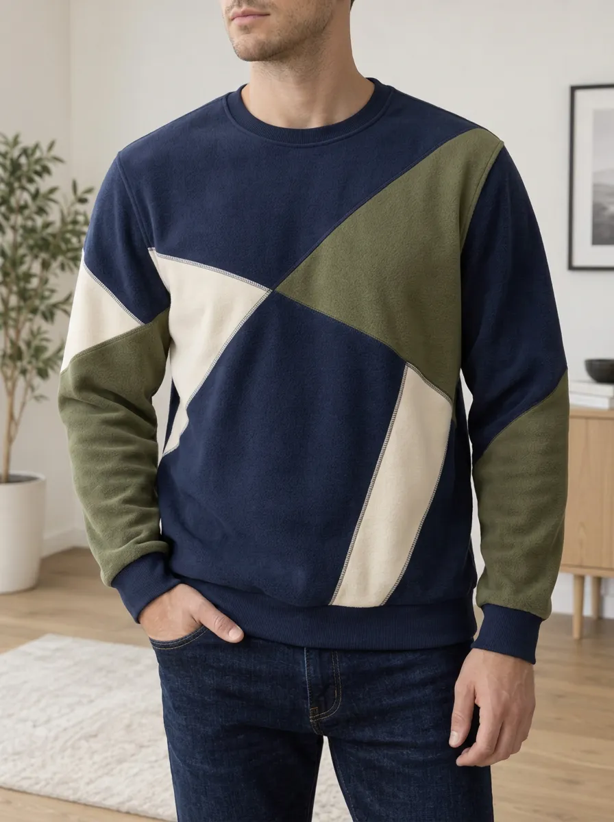 Men's Colorblock Geometric Crewneck Sweatshirt Hiking