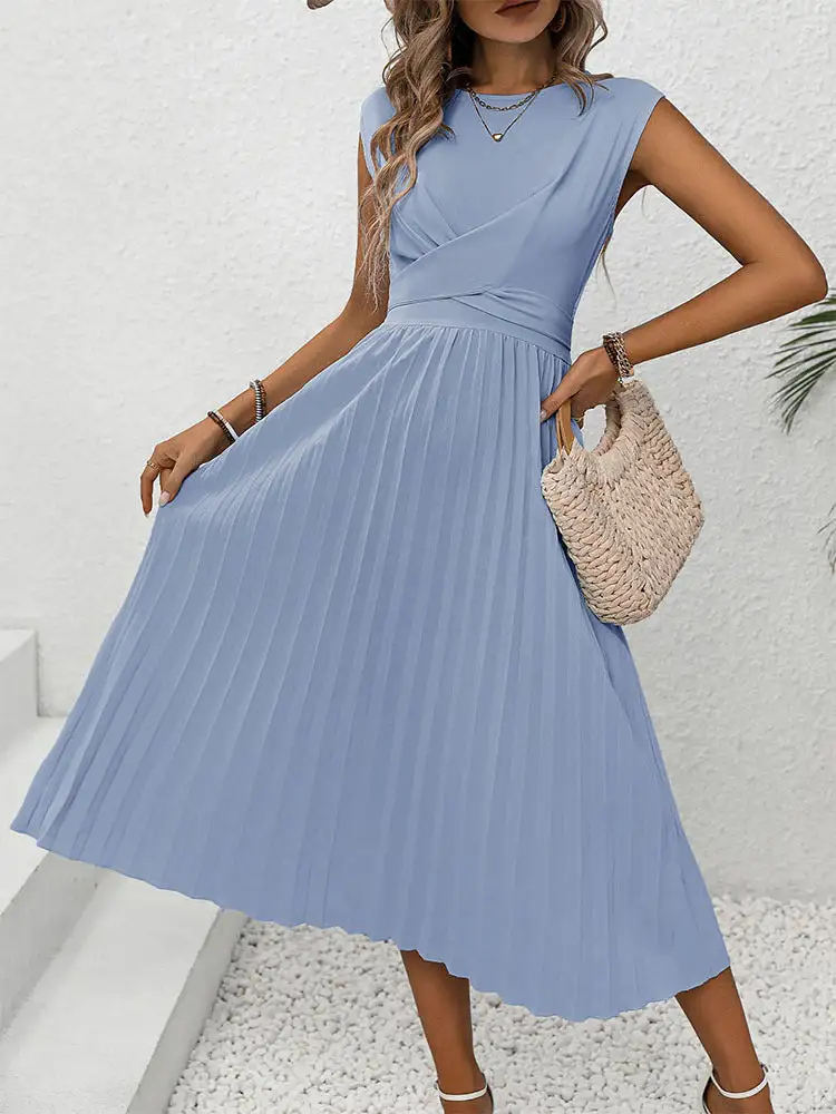 Elizabeth Pleated Waist Midi Dress