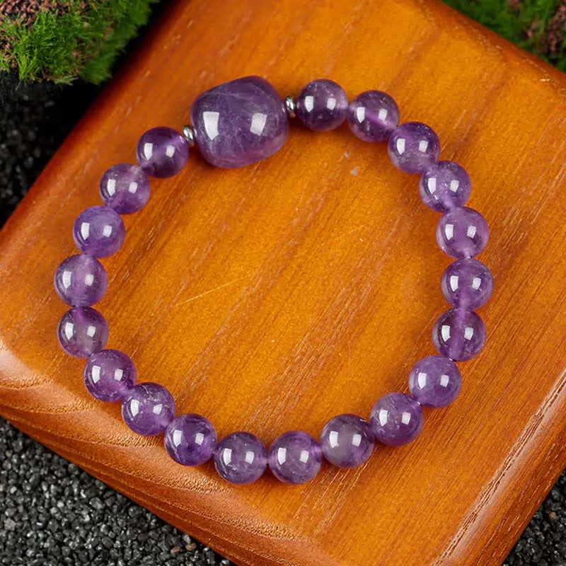 Cute Cat Design Lace Agate Clear Quartz Bracelet
