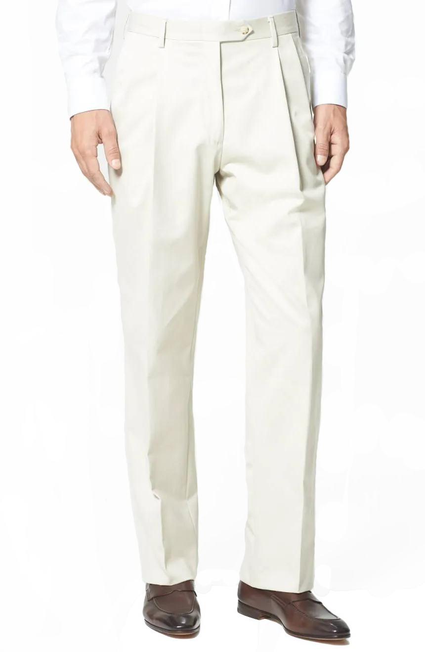 Traditional Microfiber Performance Flat Front Pleated Front Short Rise Trousers
