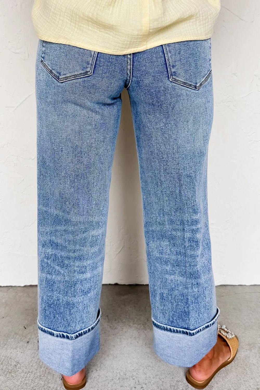 High Waist Pocketed Casual Jeans