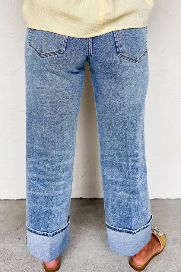 High Waist Pocketed Casual Jeans