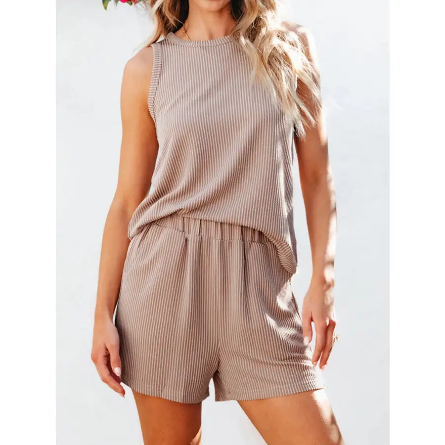 Everyday Round Neck Sleeveless Top and Shorts Set