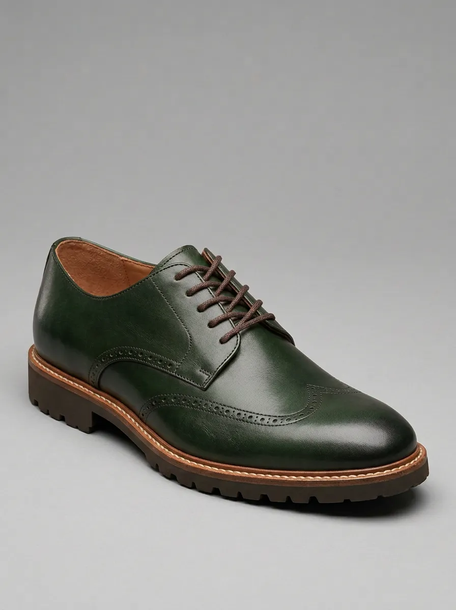 Men's Classic Brown Wingtip Brogue Leather Oxford Shoes