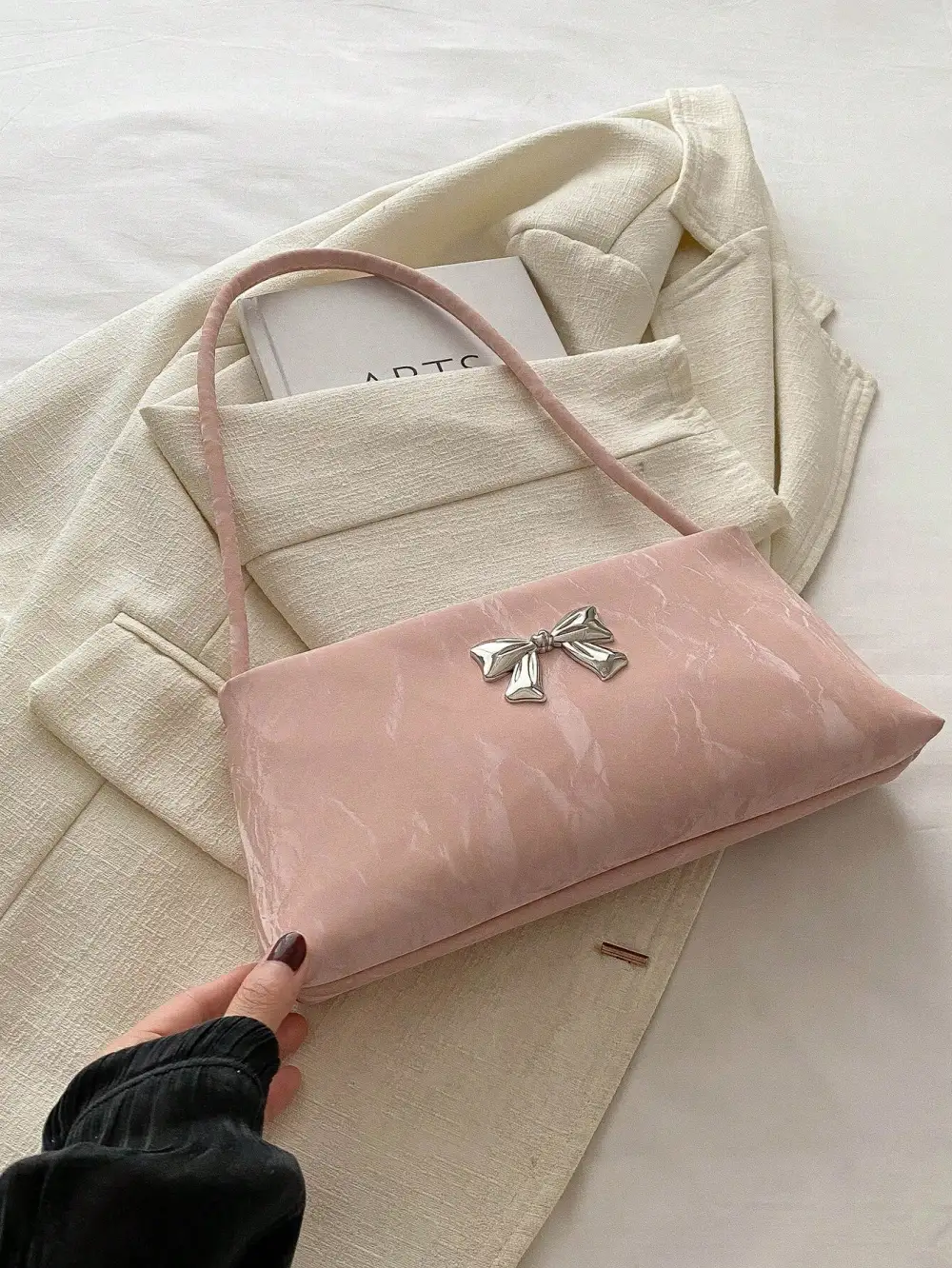 Shoulder Bag with Bow Decoration