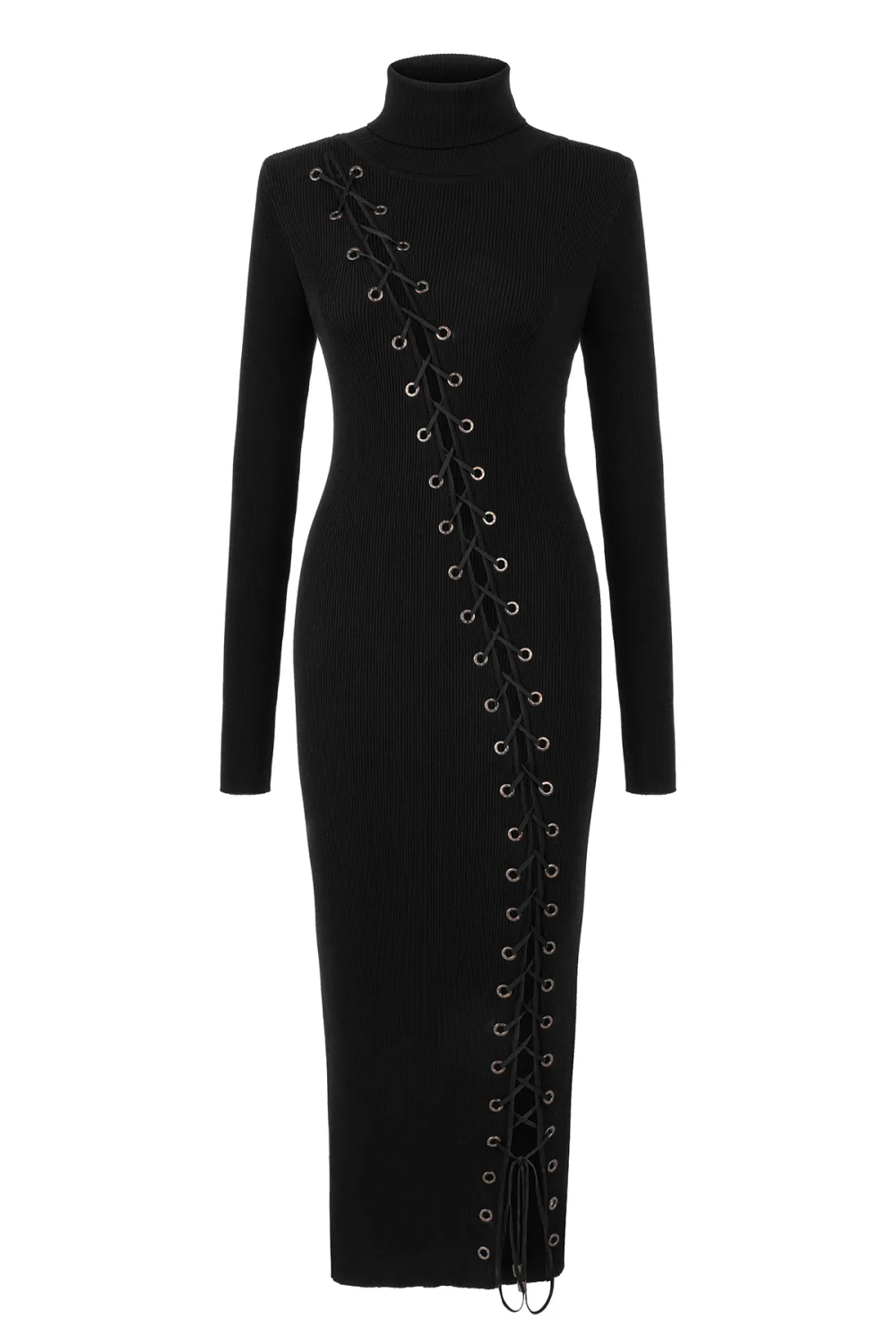 Lace-Up Maxi Dress-Black