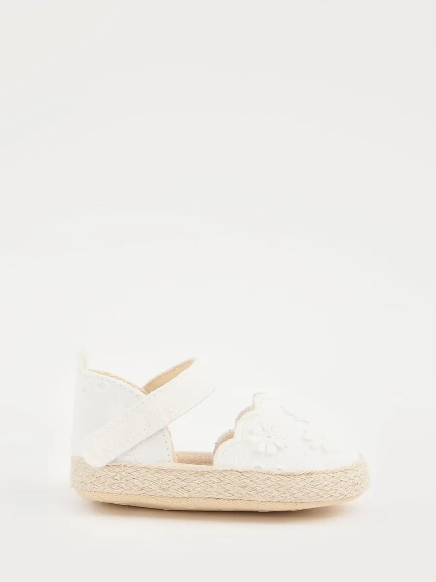 White Embroidered Espadrilles