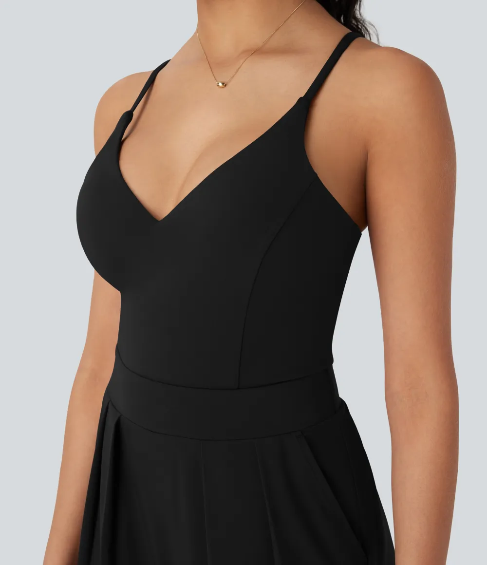 Breezeful Wide Leg Quick Dry Casual Slip Jumpsuit with Pockets-Easy Peezy Edition