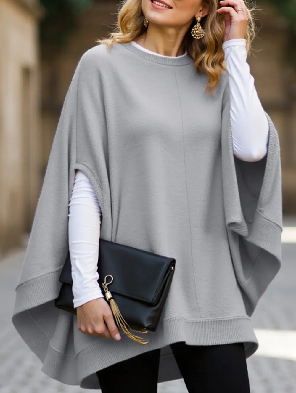 Loose Batwing Sleeve Knitted Top