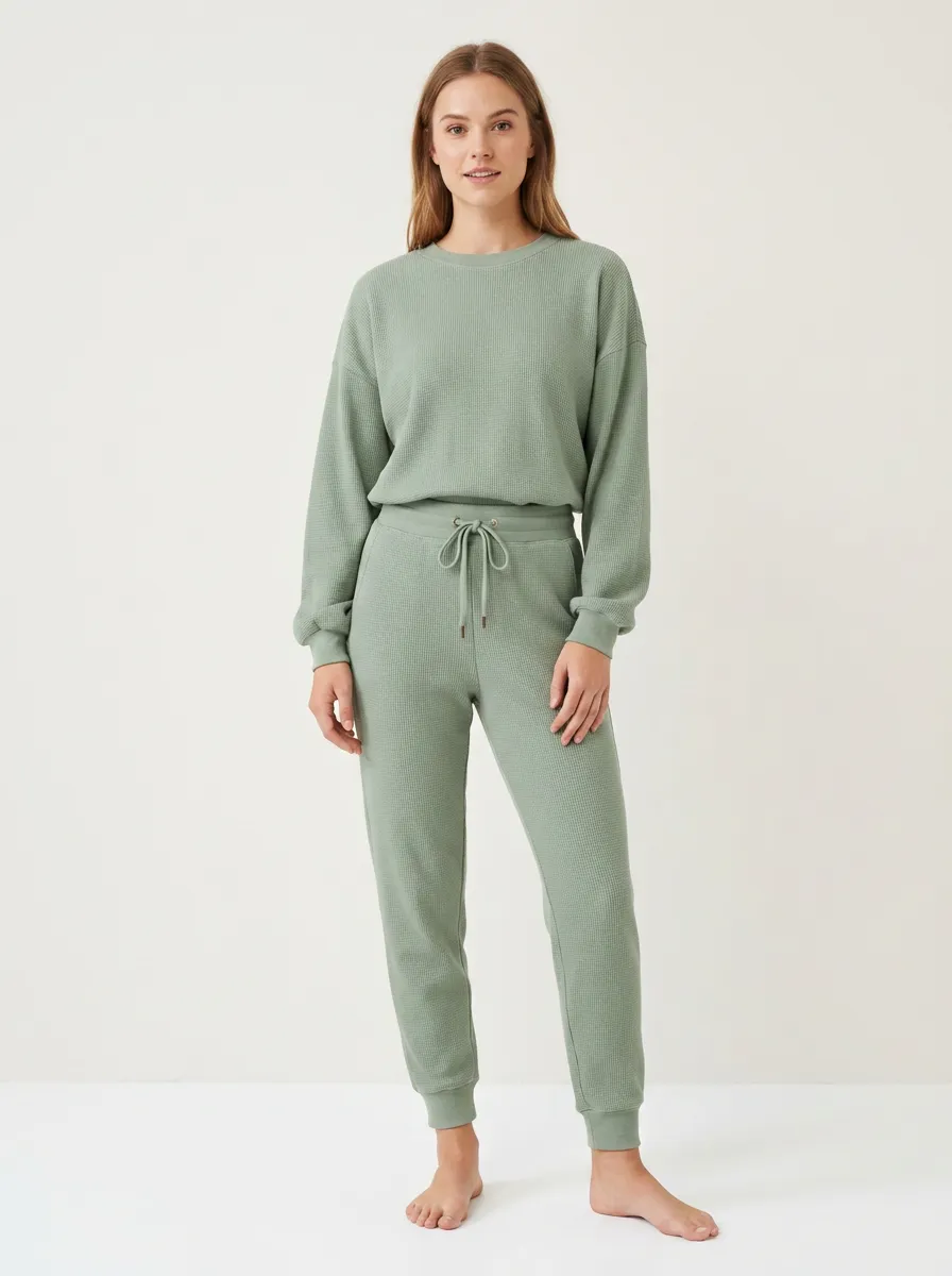 Women's Soft Waffle Knit Casual Set