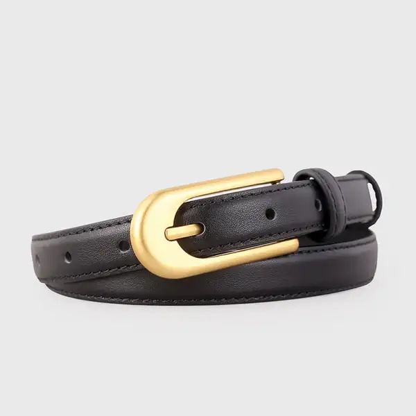 Leather Buckle Skinny Leather Belt