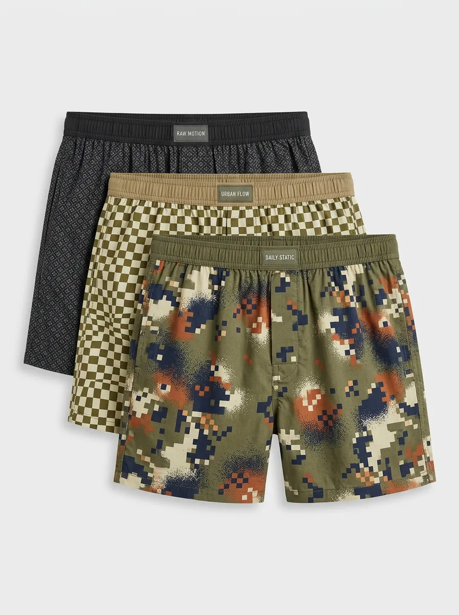 Everyday Camo Checkered Geometric Boxer Set