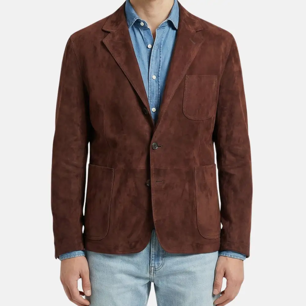 Classic Suede Tailored Blazer Jacket