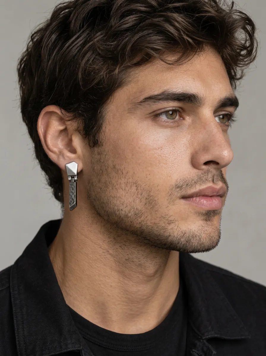 Men's Geometric Hinged Drop Earrings
