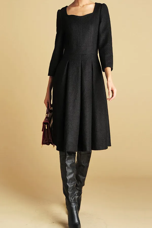 Wool Blend Midi Dress