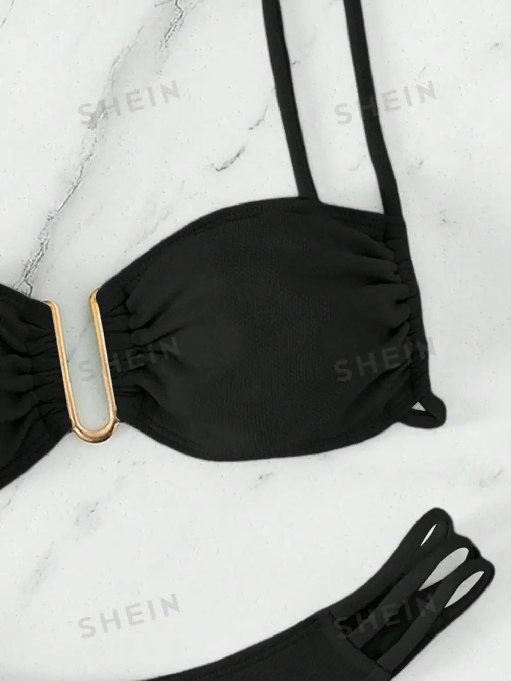 U-Buckle Ruched Cutout Bikini Set